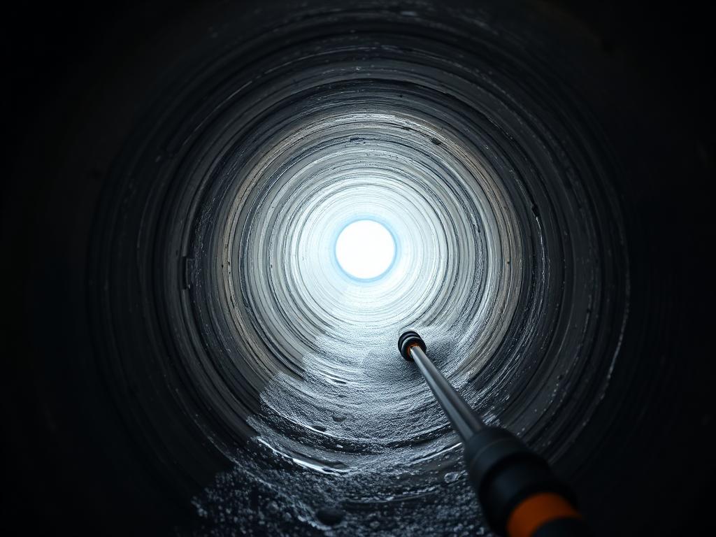 Same East Austin sewer main after Cavayoo Services hydro-jetting showing clean pipe walls and clear flow
