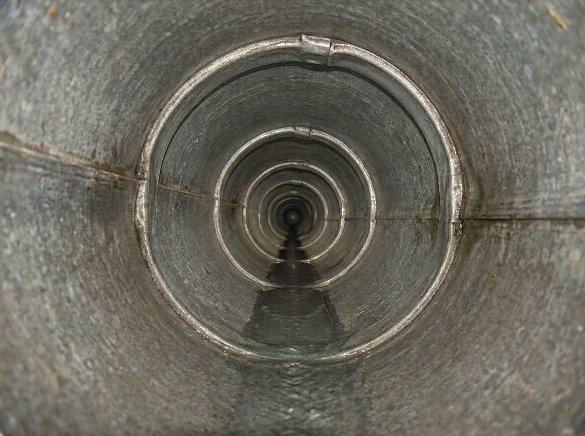 Sewer camera view of the same downtown Austin grease line restored to full diameter with clean pipe walls after CSC Pipe Inspection hydro jetting